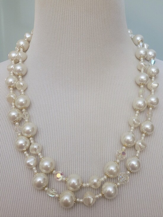 Jewelry - Vintage Double-Strand Faux Pearl Necklace Marked Japan